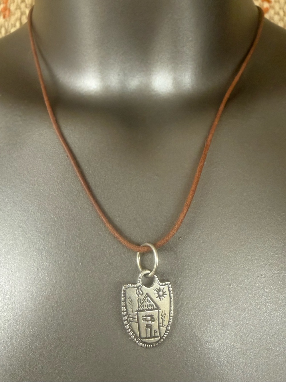 Jes MaHarry Home Sweet Home leather cord necklace with silver charm. NEW!